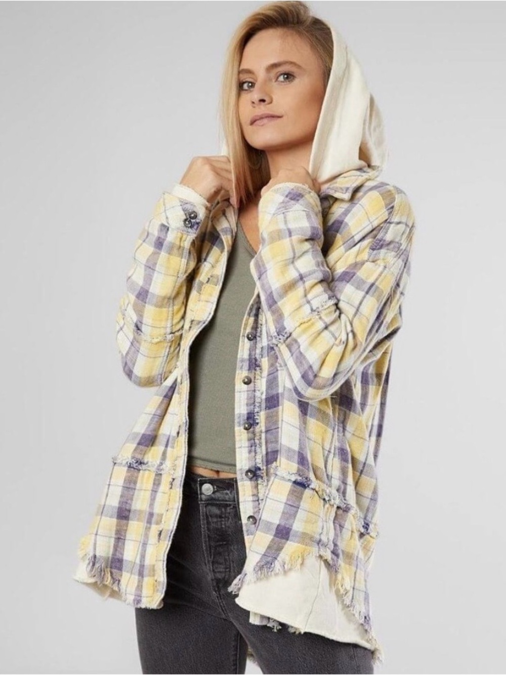 We The Free Calico Basin Plaid Hooded Shacket
